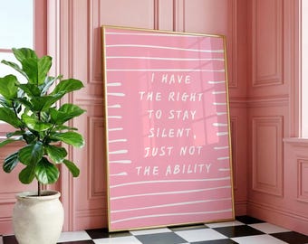Ability To Stay Silent Print, Retro Quote Wall Art, Funny Quote print, Retro Poster, Swearing Print Modern Home Art Trendy