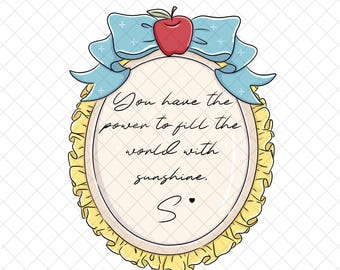 Snow White Doodle Quote PNG: Coquette Magical Kingdom Sublimation Design (Digital Download 12x12 inches)