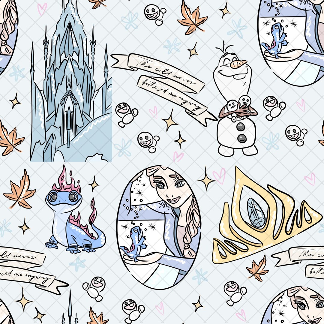 Elsa Pattern Print Princess Elsa Seamless Pattern: Blue Doodle Digital Paper (PNG File ...