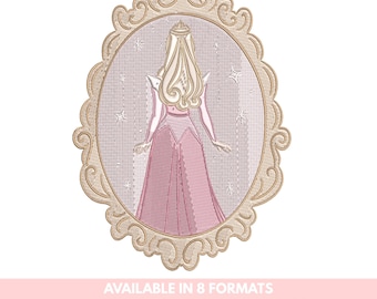 Motif de broderie princesse coquette cadre Aurora (téléchargement instantané)