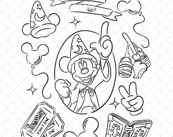 Magische Maus Zauberer PNG: Cartoon T-Shirt Design (Digitaler Download, 12 x 12 Zoll, 300dpi CMYK)