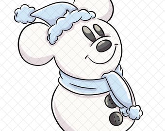 Muñeco de nieve navideño PNG Doodle: Diseño de sublimación de ratón mágico (Descarga digital, 30 x 30 cm)