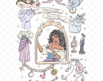 Esmeralda Princess PNG: Magical Kingdom Doodle (Digital Download, 12x12 inches)