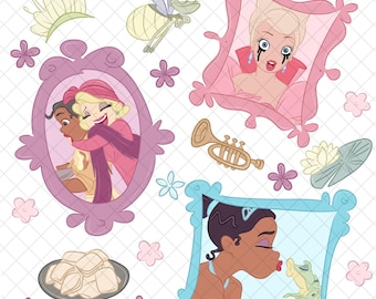 Princess Tia PNG Doodle: Magical Kingdom digitaal papier (12 x 12 inch)