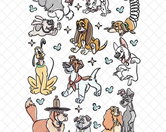 Life Of A Park Dog PNG Doodle: Magical Kingdom Doggies Vibes Digital Paper (12x12 inches)