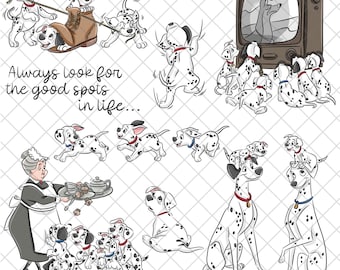 Magische 101 Dalmatiërs PNG-doodle: Winnie de Pooh cartoon sublimatieontwerp (digitale download 12x12 inch)