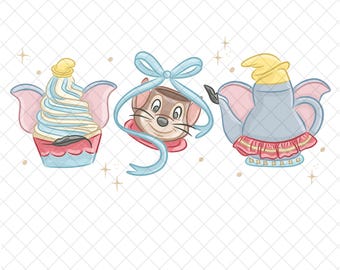 Dumbo Mouse PNG Doodle: Castles Magical Kingdom Sublimation Design (Digital Download 12x12 inches)