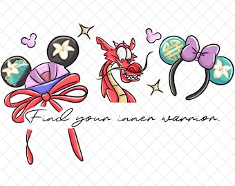 Mulan Doodle PNG: Magical Kingdom Digital Paper (Digital Download)