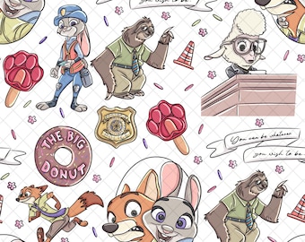 Zootopia Zootropolis Transparent Sorcerer Seamless Pattern: Magical Kingdom Digital Paper (PNG File)