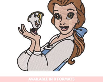 Belle and Chip Embroidery File: Magical Cartoon Design (Instant Download)