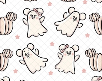 Halloween Maus Geist Muster: Magical Kingdom Digitales Papier (PNG Datei 30x30 inches)