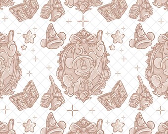 Magical Kingdom Seamless Pattern: Sorcerer Christmas Doodle (Digital Paper, 12x12 PNG File)