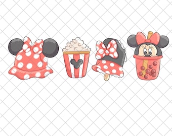 Minnie Mouse Summer PNG: Cartoon Doodle, Sublimation Design (Digital Download 12x12 inches)