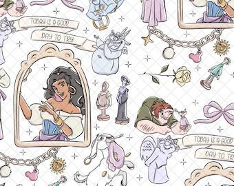 Modèle sans couture princesse Esmeralda : papier numérique Magical Kingdom (fichier PNG)