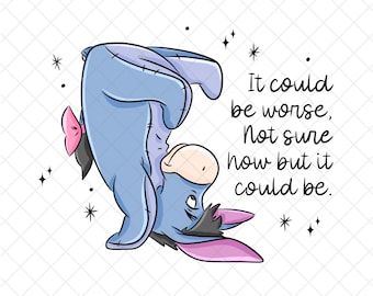 Disegno magico di Eeyore in formato PNG: design per sublimazione del cartone animato di Winnie the Pooh (download digitale 12x12 pollici)