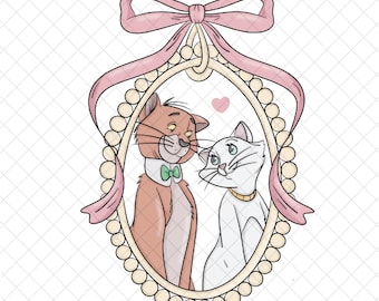 Magical Aristocats Valentines PNG Doodle: Sublimation Design (Digital Download 12x12 inches)