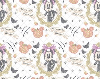 Magical Mouse Halloween Pattern: White Doodle Seamless Digital Paper