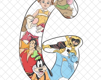 Magical Character Letter G PNG: Cartoon Doodle, Sublimation Design (Digital Download 12x12 inches)