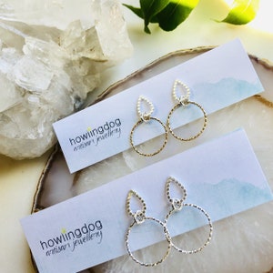 handmade jewelry, mothers day gift, gold stud earrings, jewelry for women, hoop earrings with charm, jewelry for mom, mismatched earring set