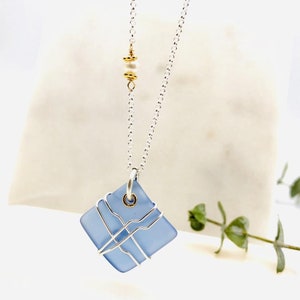 Seaglass Pendant, handmade jewelry, mothers day gift, jewelry for women,, minimalist necklace, asymmetrical, gifts for her, boho jewelry