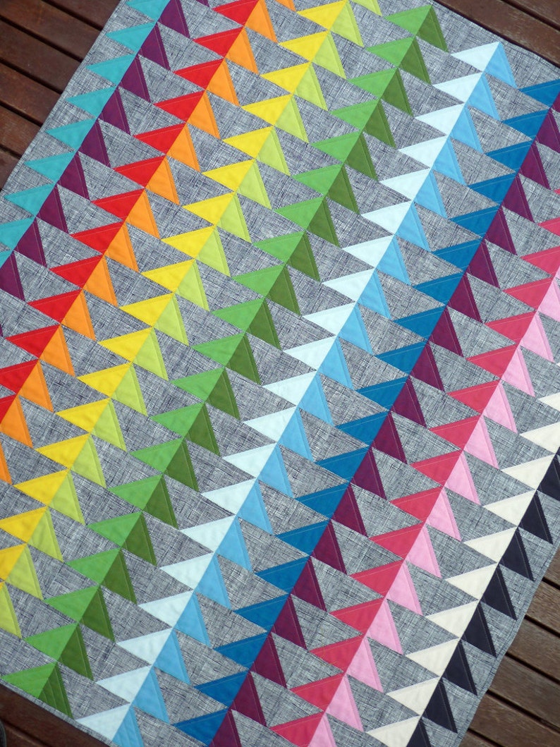 Modern and Colorful Patchwork Quilt by Red Pepper Quilts Etsy