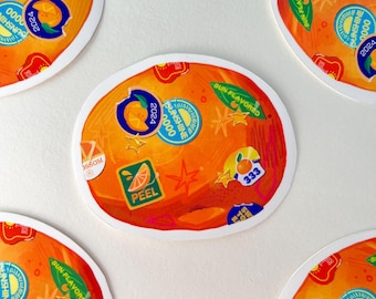 Clementine Orange Fruit Waterproof Sticker