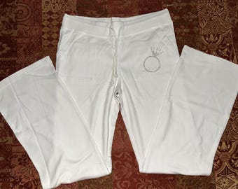 Zenana Velour Pants with Rhinestone Bling Ring ~ Size MEDIUM