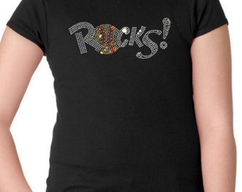 Girl’s Rhinestone Softball Rocks T-Shirt - New