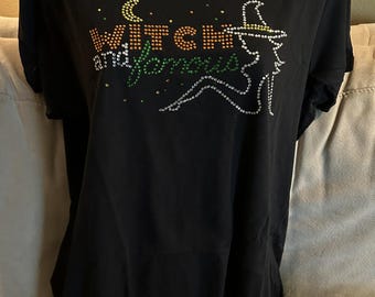 Witch and Famous Rhinestone Halloween T-shirt