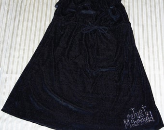 Just Married Bathing Suit Cover-Up for the Bride - With Tie - LARGE & XL Black