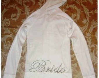 Bride Rhinestone Zip Hoodie - Lightweight - Size SMALL/XS