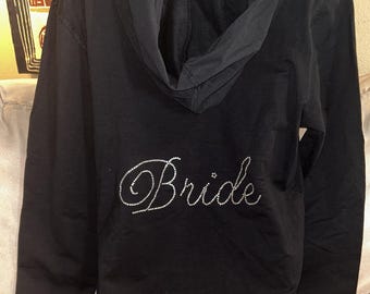 Bride Rhinestone Zip Hoodie - Size LARGE/XL