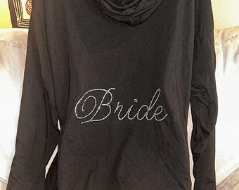 Bride Rhinestone Zip Hoodie - Lightweight ~Size 1X/2X
