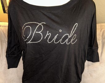 Bride Rhinestone T-shirt ~ SIZE SMALL Dolman