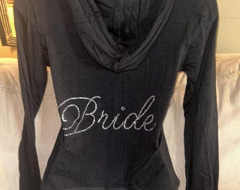 Bride Rhinestone Zip Hoodie - Lightweight ~Size SMALL