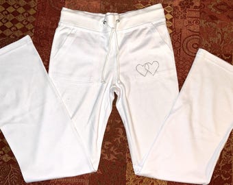 Cute Cotton Pants with Rhinestone Double Hearts ~ Size SMALL