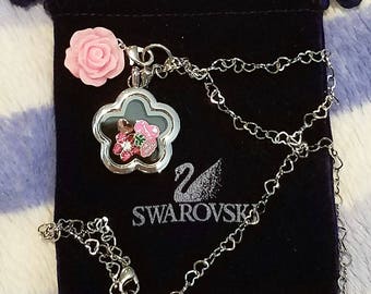 Cute Flowergirl Floating Charm Locket on Heart Chain - Gift for FlowerGirl - Flower Girl Gift - Comes with Pouch