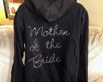 Bride's Mother Rhinestone Zip Hoodie with Bling Ring - Size LARGE