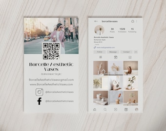 Sjabloon voor visitekaartjes in Instagram-stijl Canva - IG-visitekaartje - sjabloon voor afdrukbaar visitekaartje met QR-code - visitekaartje met QR-code