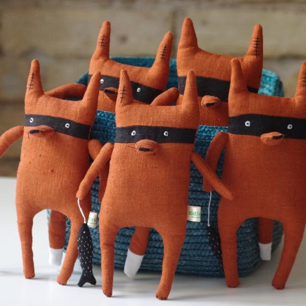 Handgemaakte linnen vos. Bandietenvos. Vos.