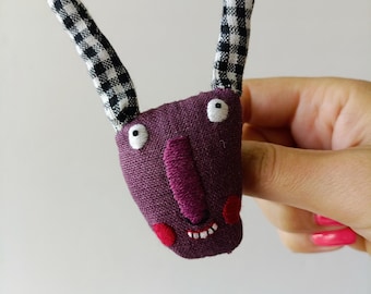 Easter rabbit brooch. Handmade textile bunny. Bunny. Spring accessory. Spring gift.  Hare. Ready to ship.