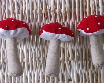 Mushroom. Set of 3 mushroom.  Maxi mushrooms. Hand embroidery mushrooms.