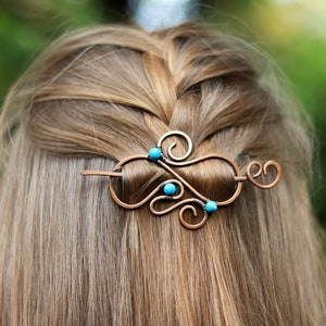 Genuine gemstone hair slide - Bohemian style hair barrette - Spiral jewelry blue jasper - Womens hair accessories - Womens anniversary gift