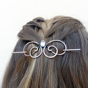 Spiral copper hair clip with genuine Gemstones Hair slide jewelry Shawl or sweater pin Womens gift for her Country Hair barrette image 9