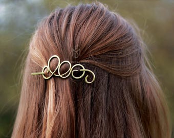 Elven Hair Barrette in Copper or Brass - Fantasy Hair Pin for Cosplay