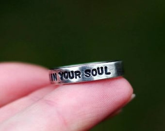 Personalized Sterling Silver Ring: Artisan Hand Stamped Message