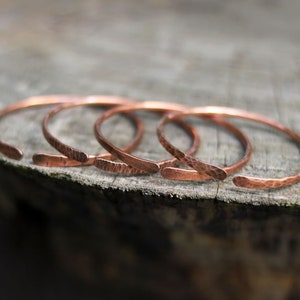 Hammered Copper bangle bracelet Rustic antiqued earthy jewelry Healing bracelet Gift for men or women Textured copper cuffs 1 or Set of 3 image 2