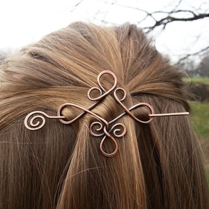 Celtic knot copper hair barrette - Rustic sweater shawl pins - Metal hair accessory for girl - Vikings hair slide jewelry - Gift for her