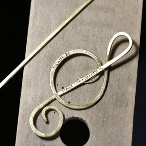 Music gift for her Treble clef hair clip Singer gifts Brass or Copper brooch for sweater Shawl pins Music notes image 6