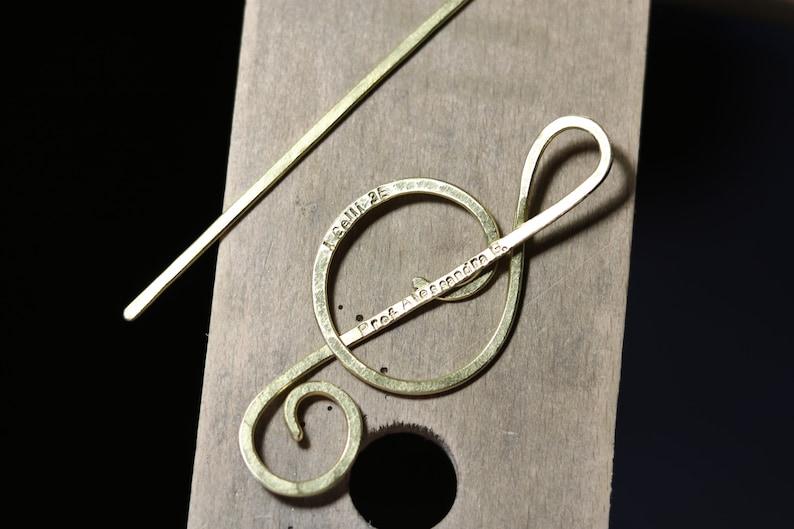 Music gift for her Treble clef hair clip Singer gifts Brass or Copper brooch for sweater Shawl pins Music notes image 6